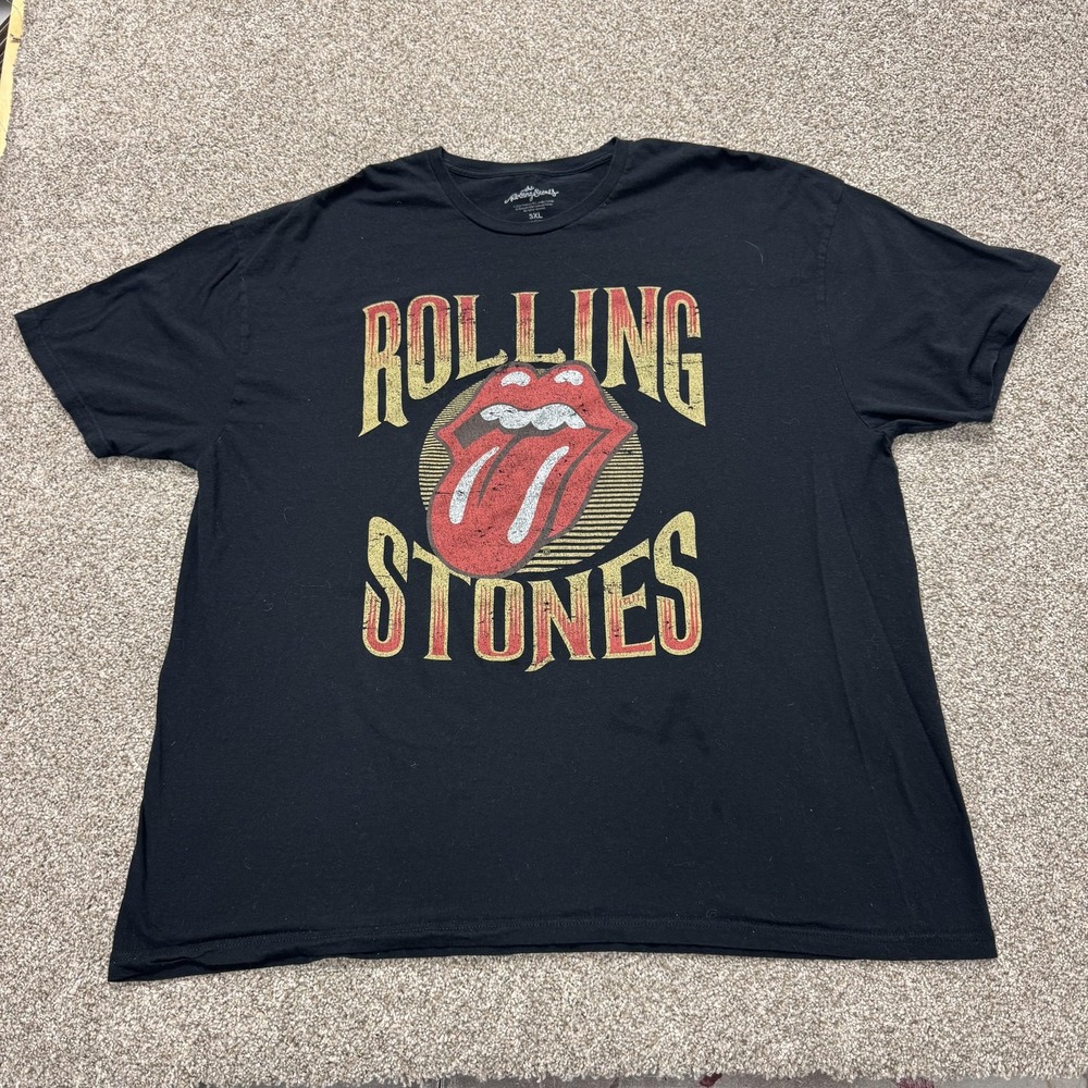 Rolling Stones Shirt Mens 3XL Black Tongue Logo Graphic Rock Band Tee T-Shirt